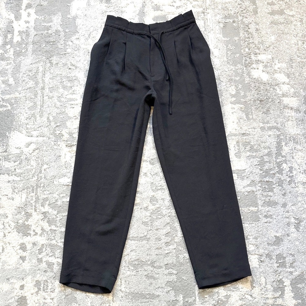 Madewell Black Pleated Paperbag Pants Drawstring Tapered MC990‎ Size 4 Office